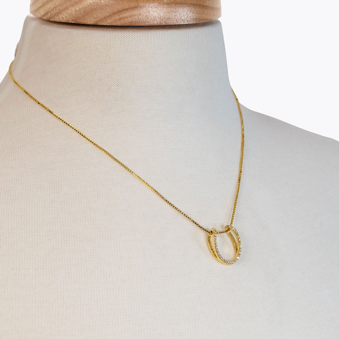 Urban Equestrian - Levade - Moissanite Horseshoe Equestrian Necklace in Gold