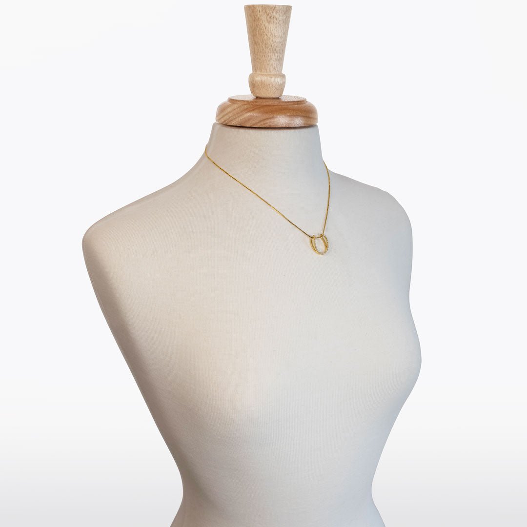 Urban Equestrian - Levade - Moissanite Horseshoe Equestrian Necklace in Gold