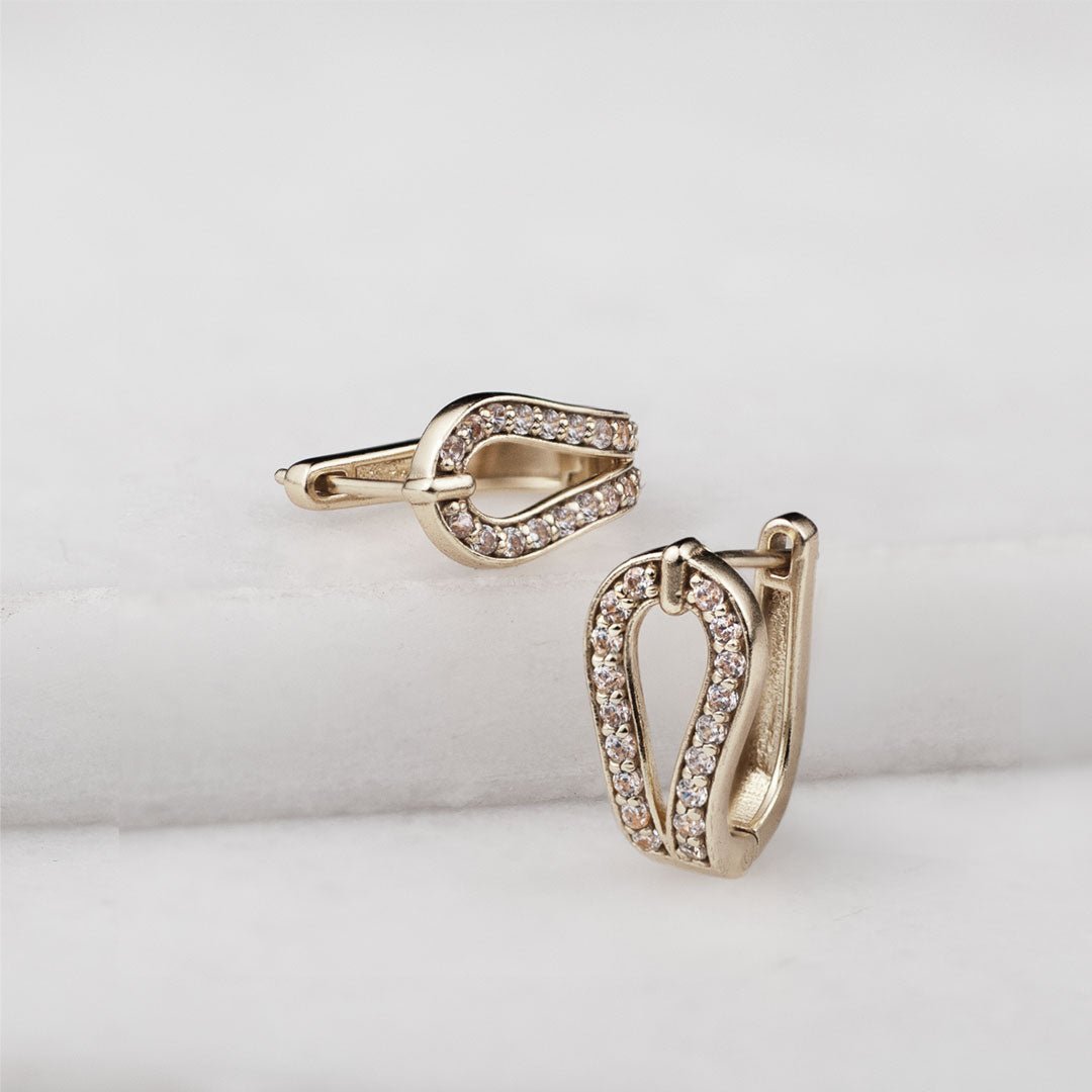 Urban Equestrian - Levade - Moissanite Clear Stone Sterling Silver Horseshoe Earring