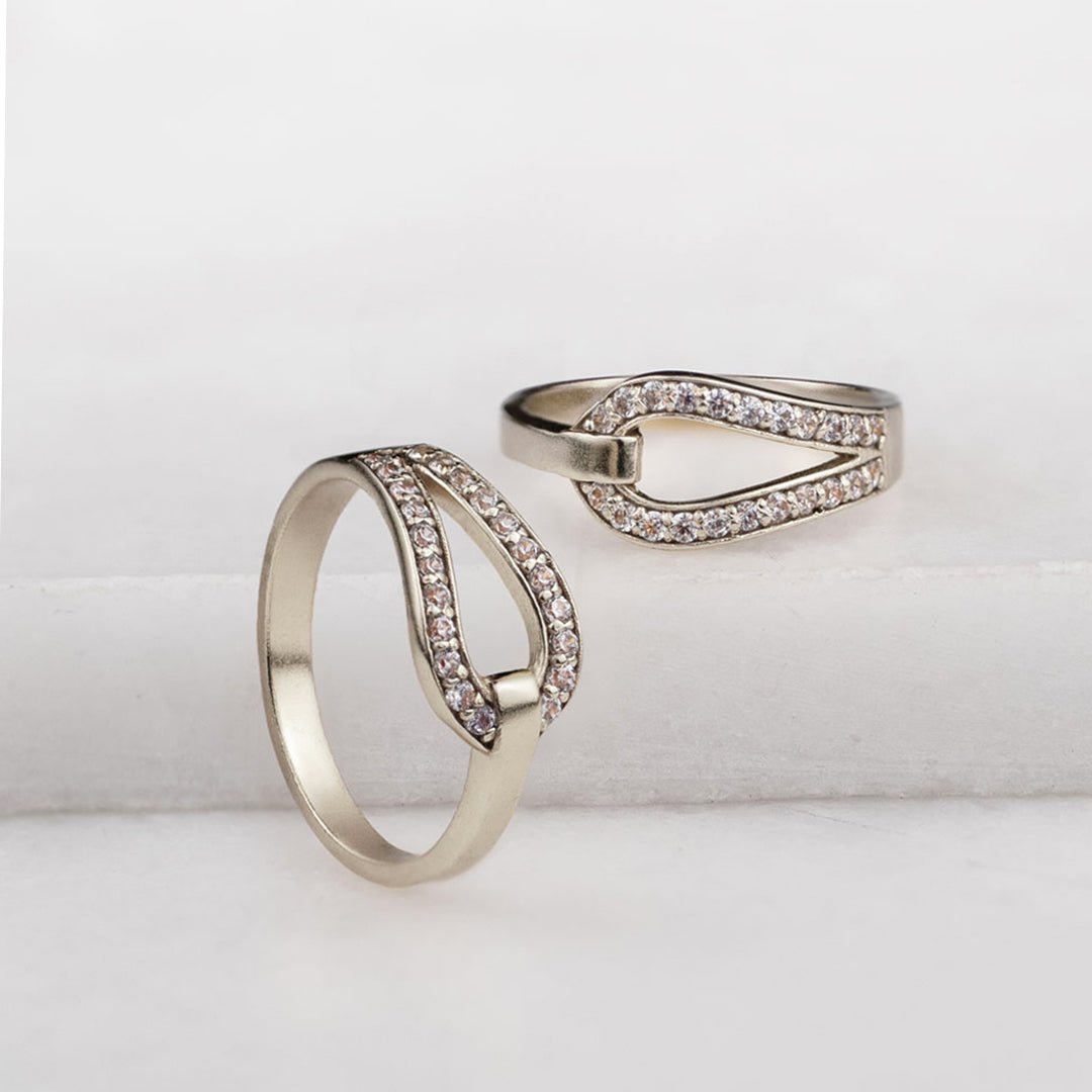 Urban Equestrian - Levade - Moissanite Equestrian Horseshoe Ring in Silver