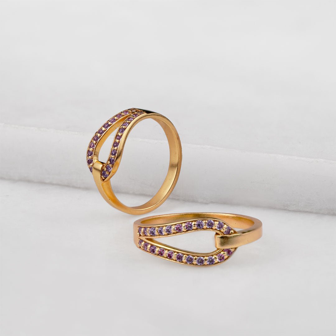 Urban Equestrian - Levade - Moissanite Violet Stone 14K Gold vermeil Horseshoe Earring