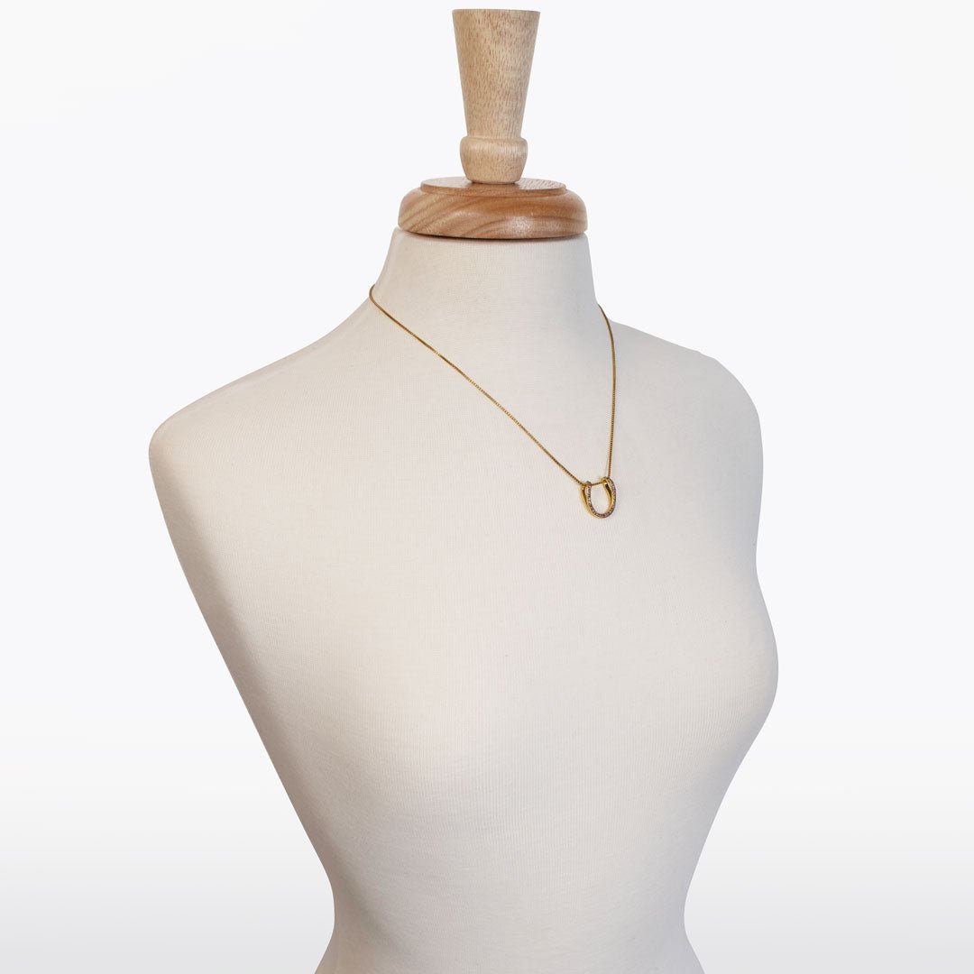 Urban Equestrian - Levade - Violet Moissanite Horseshoe Equestrian Necklace in Gold