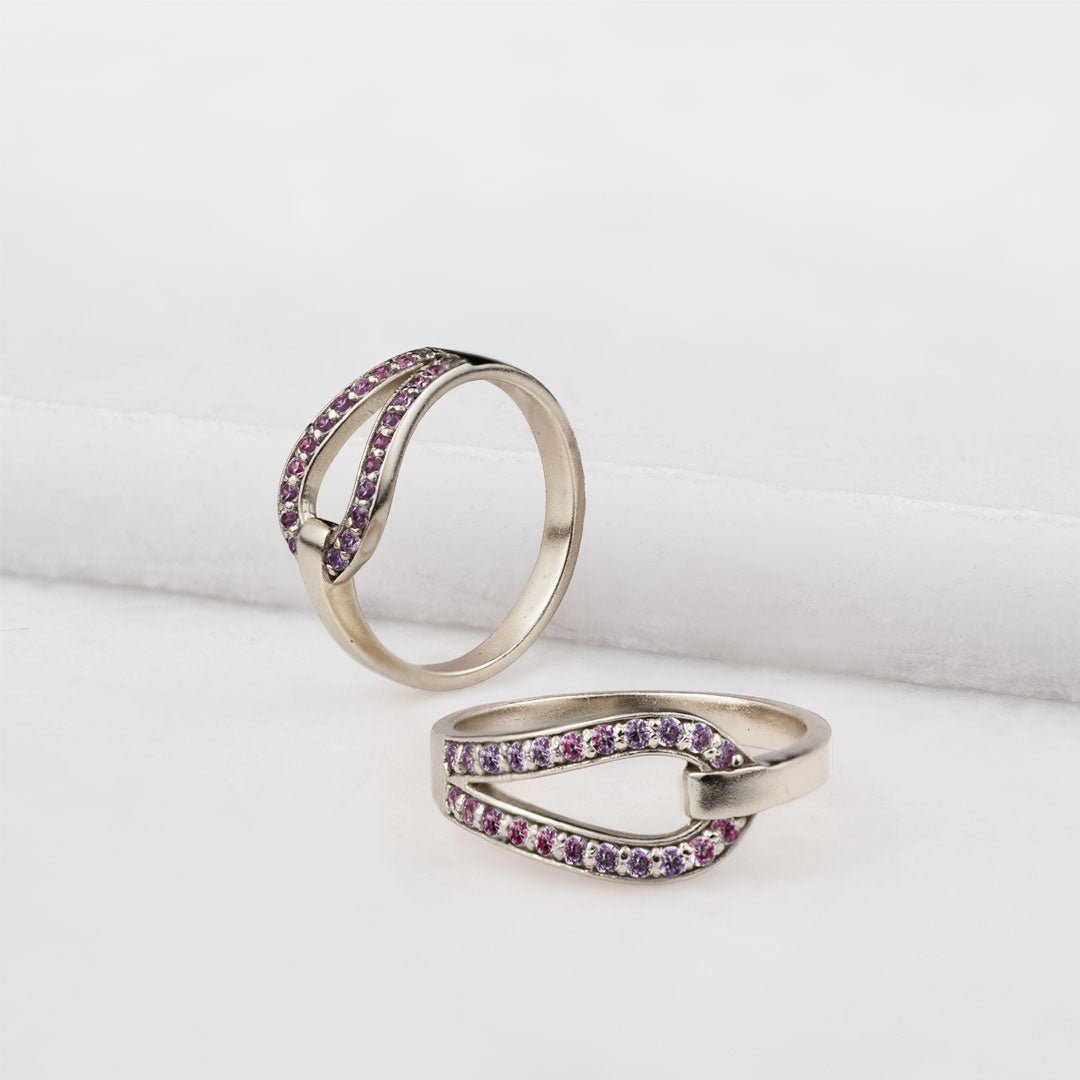 Urban Equestrian - Levade - Moissanite Violet Stone Sterling Silver Horseshoe Earring