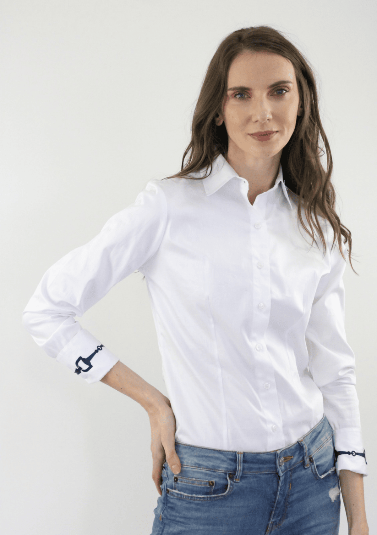 Rönner | Margarita Cotton Shirt | Embroidered Sleeves | White