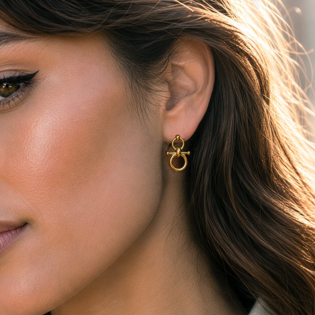 Urban Equestrian - Ocala - Single Horse Bit Equestrian Earring in Gold