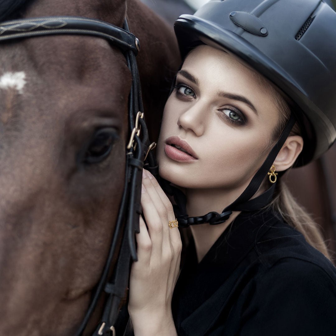 Urban Equestrian - Ocala - Single Horse Bit Equestrian Earring in Gold