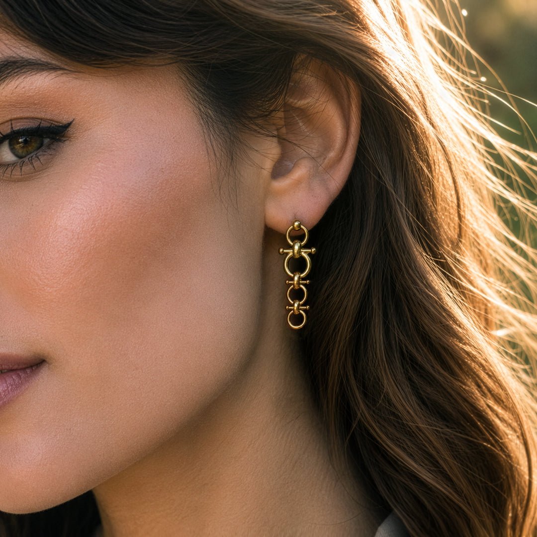 Urban Equestrian - Ocala - Triple Horse Bit Equestrian Earring in Gold