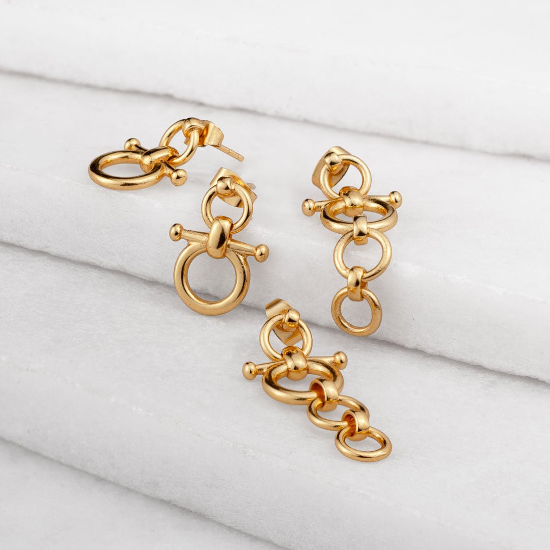 Urban Equestrian - Ocala - Triple Horse Bit Equestrian Earring in Gold
