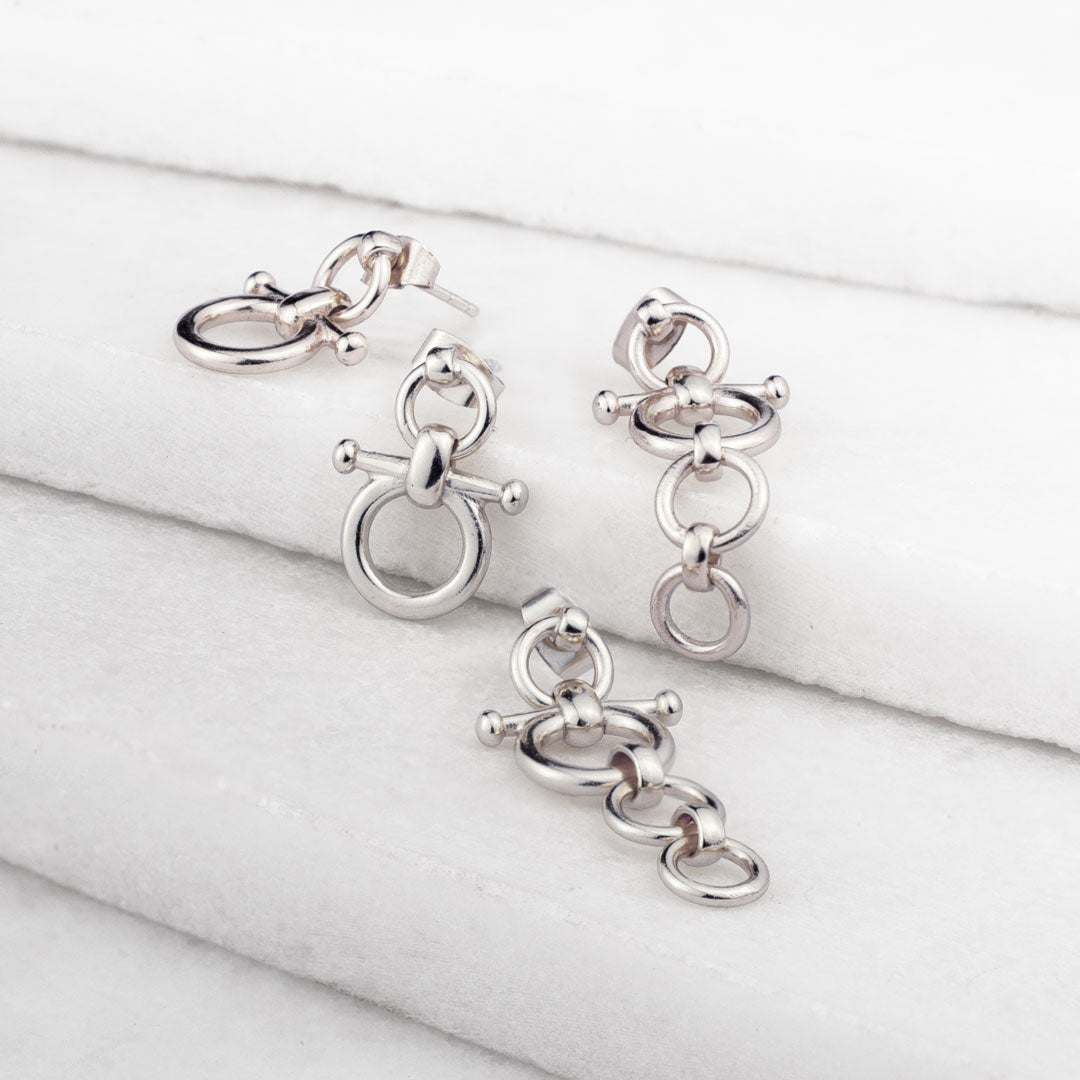 Urban Equestrian - Ocala - Triple Horse Bit Equestrian Earring in Silver
