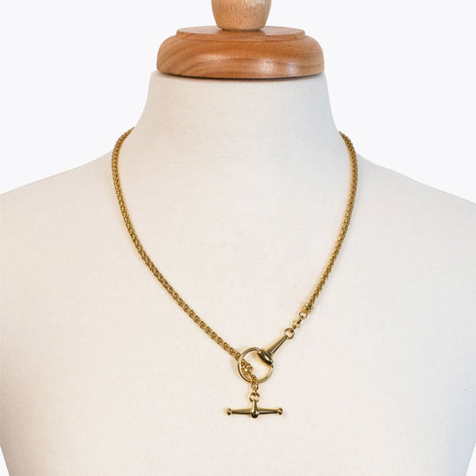 Urban Equestrian - Odeza - Horse Bit Toggle Equestrian Necklace in Gold