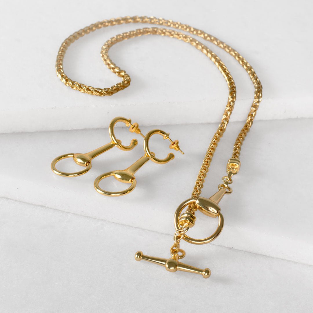 Urban Equestrian - Odeza - Horse Bit Toggle Equestrian Necklace in Gold