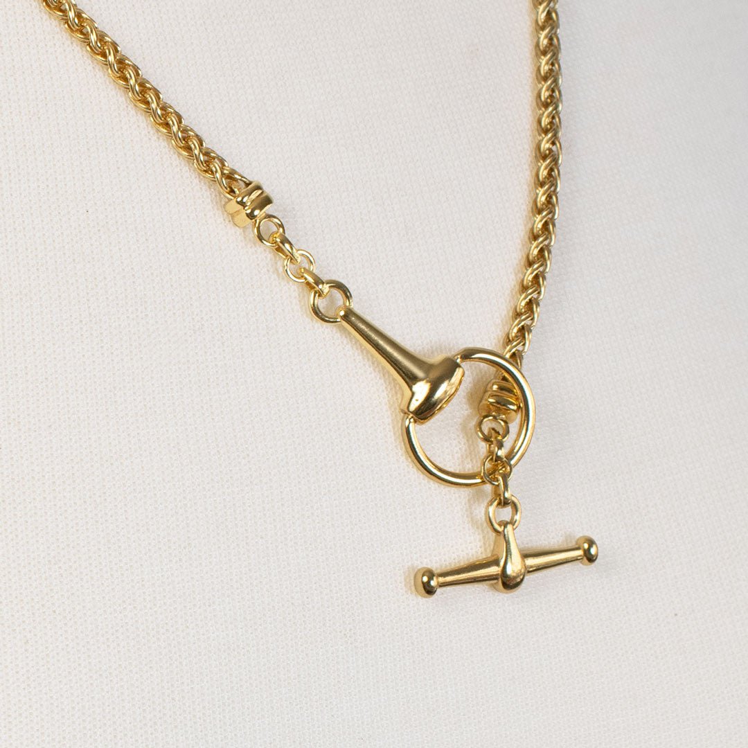Urban Equestrian - Odeza - Horse Bit Toggle Equestrian Necklace in Gold