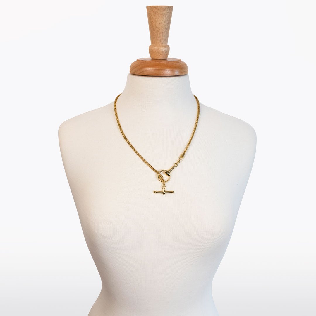 Urban Equestrian - Odeza - Horse Bit Toggle Equestrian Necklace in Gold
