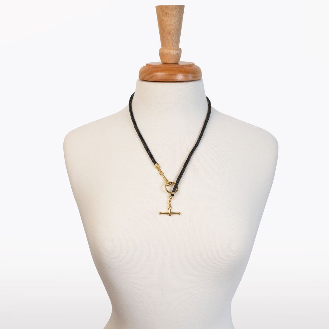 Urban Equestrian - Odeza - Horse Bit Toggle Equestrian Necklace Black and Gold