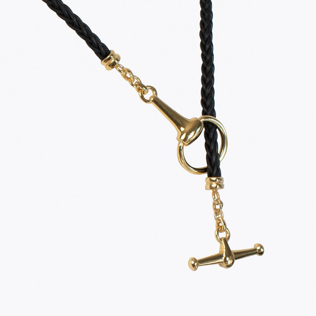 Urban Equestrian - Odeza - Horse Bit Toggle Equestrian Necklace Black and Gold