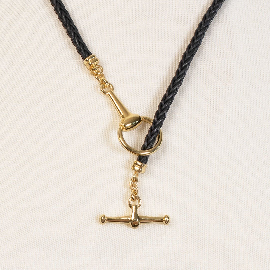 Urban Equestrian - Odeza - Horse Bit Toggle Equestrian Necklace Black and Gold