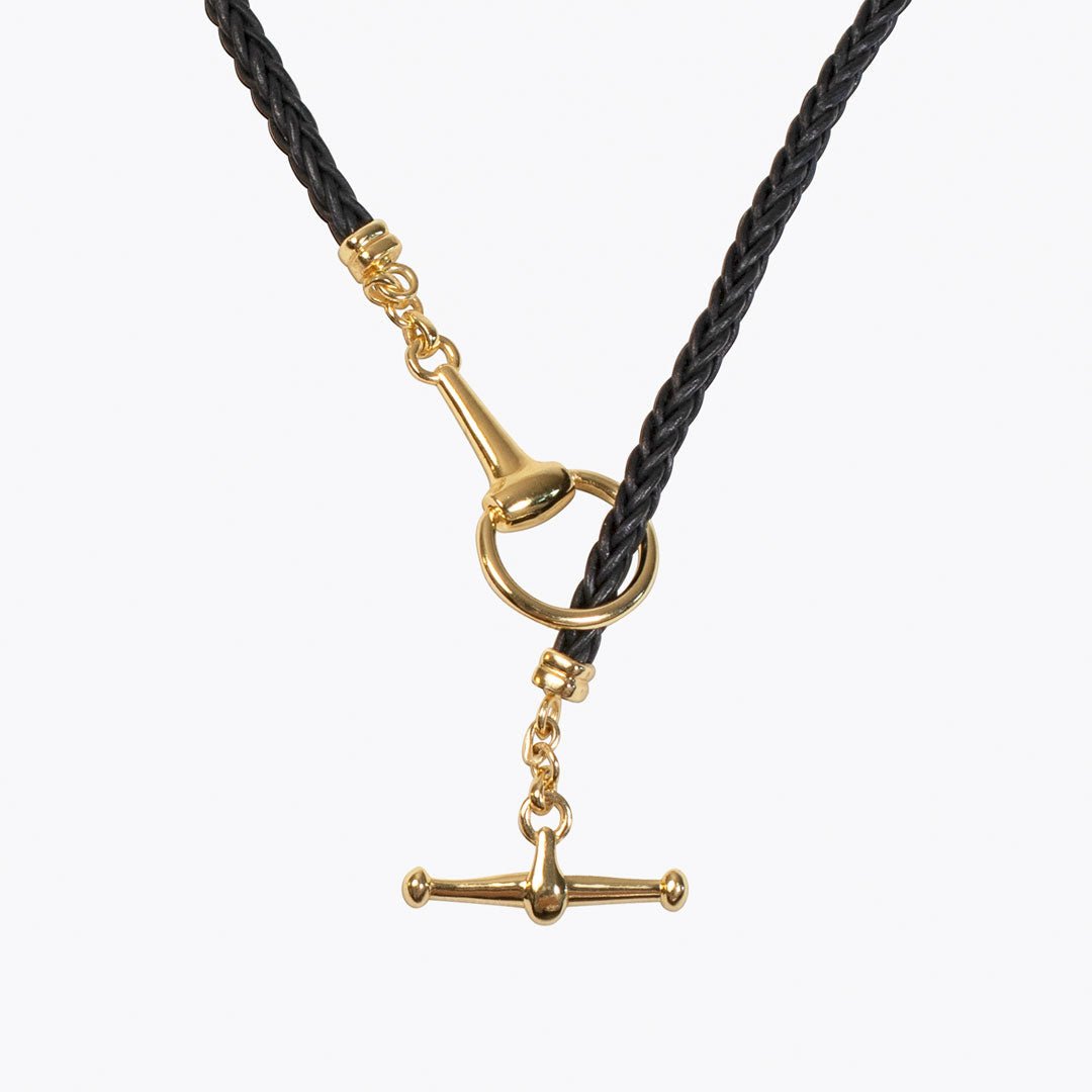 Urban Equestrian - Odeza - Horse Bit Toggle Equestrian Necklace Black and Gold