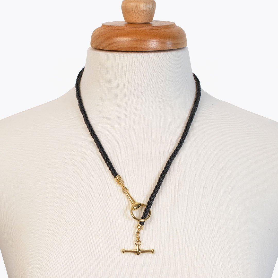 Urban Equestrian - Odeza - Horse Bit Toggle Equestrian Necklace Black and Gold