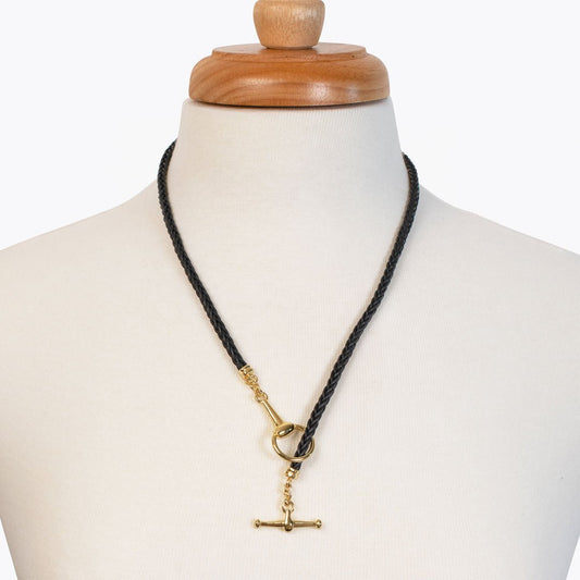 Urban Equestrian - Odeza - Horse Bit Toggle Equestrian Necklace Black and Gold