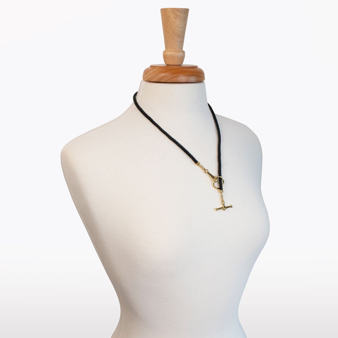 Urban Equestrian - Odeza - Horse Bit Toggle Equestrian Necklace Black and Gold