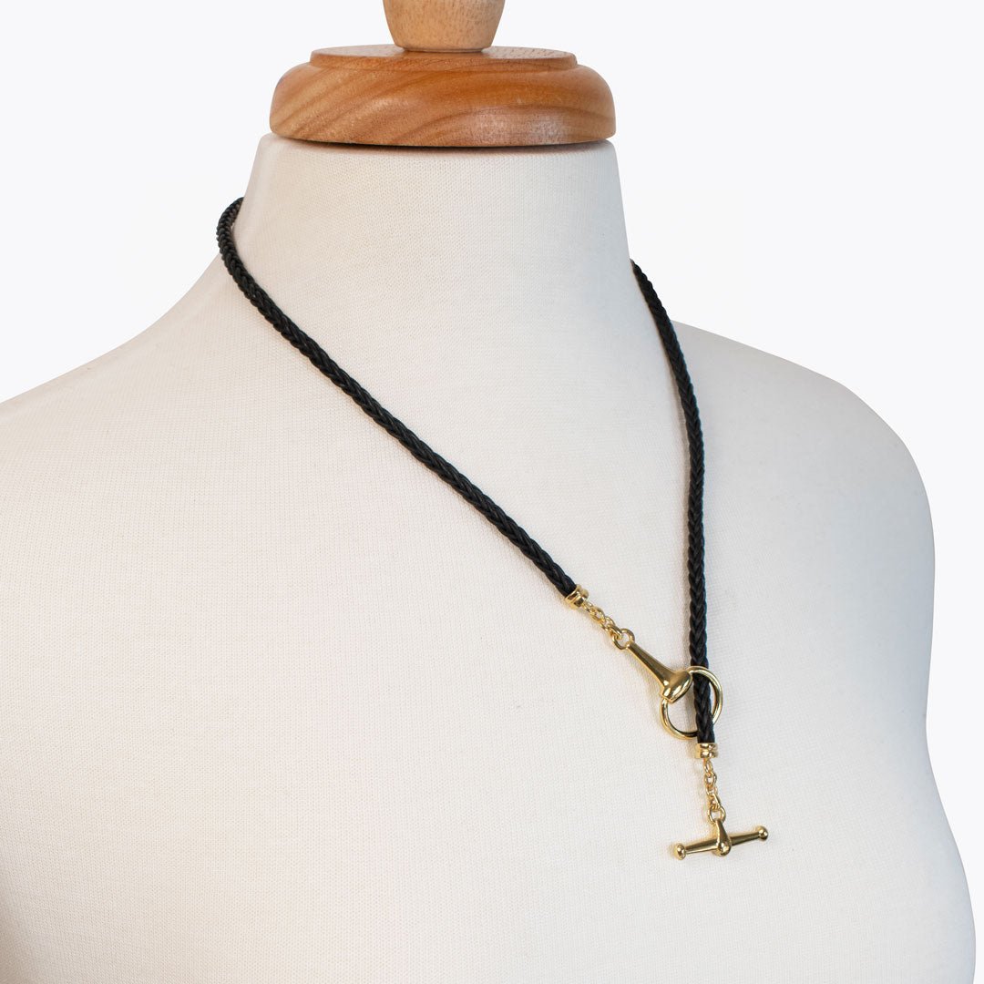 Urban Equestrian - Odeza - Horse Bit Toggle Equestrian Necklace Black and Gold