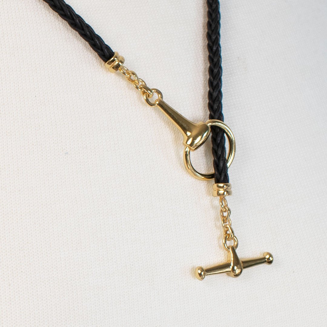 Urban Equestrian - Odeza - Horse Bit Toggle Equestrian Necklace Black and Gold