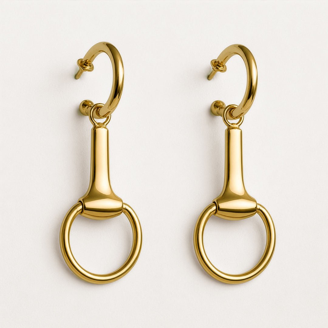 Urban Equestrian - Odeza - Equestrian Horse Bit Earring in 14K Gold on Sterling Silver