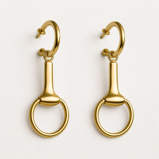 Urban Equestrian - Odeza - Equestrian Horse Bit Earring in 14K Gold on Sterling Silver