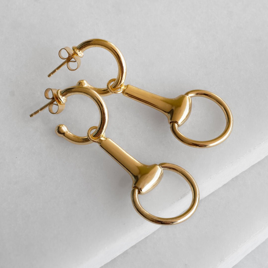 Urban Equestrian - Odeza - Equestrian Horse Bit Earring in 14K Gold on Sterling Silver