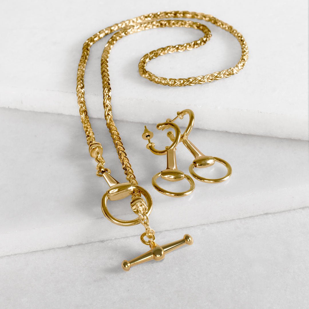 Urban Equestrian - Odeza - Equestrian Horse Bit Earring in 14K Gold on Sterling Silver