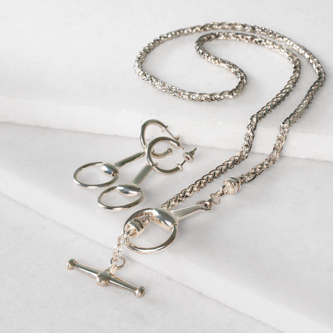 Urban Equestrian - Odeza - Horse Bit Toggle Equestrian Necklace in Silver