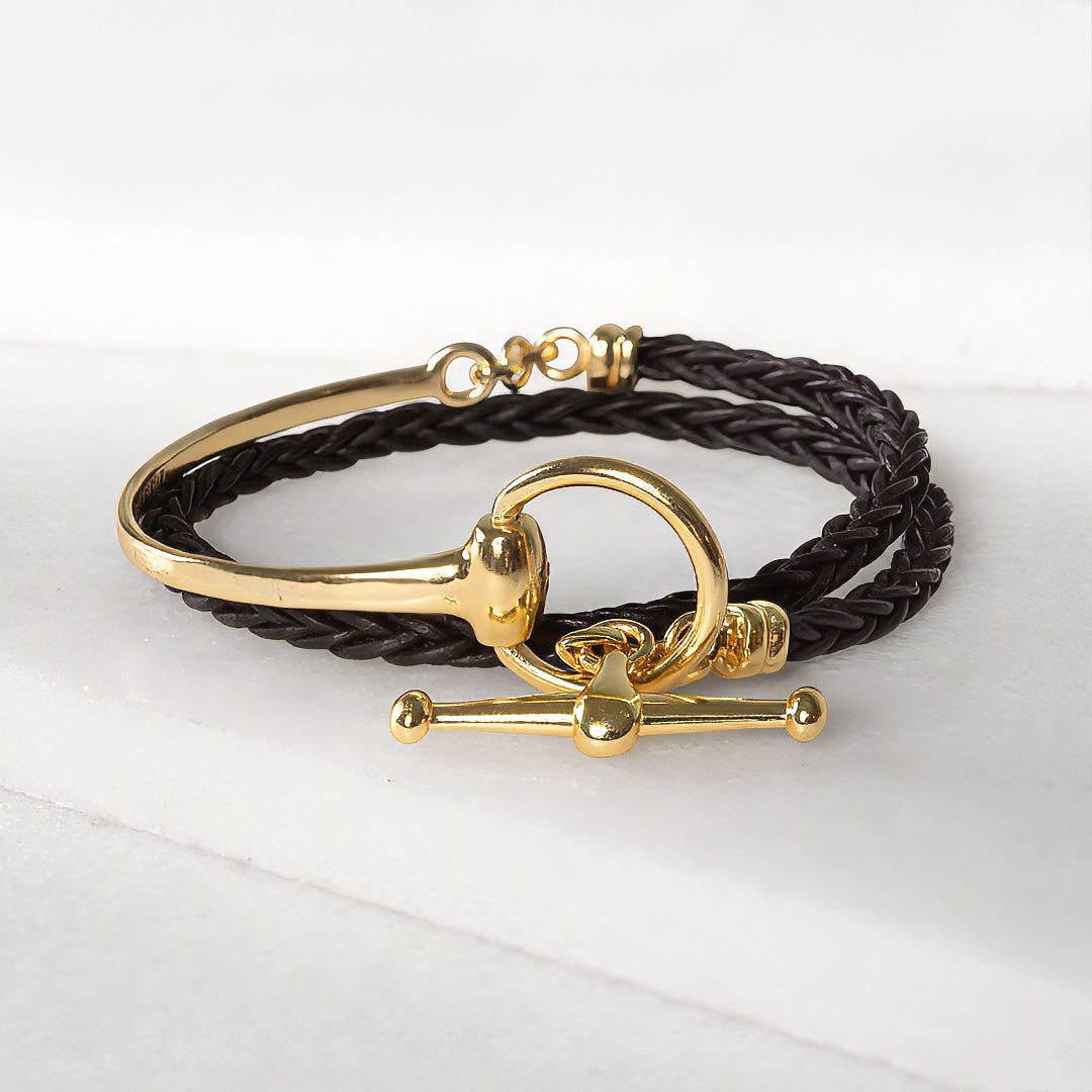 Urban Equestrian - Odeza - Wrap Around Horse Bit Bracelet in Gold & Black