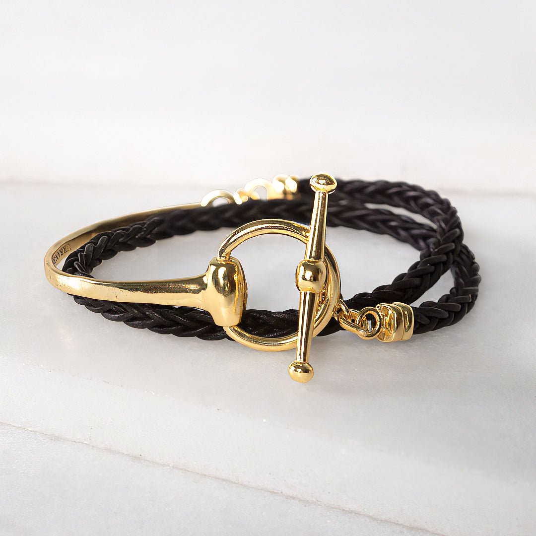 Urban Equestrian - Odeza - Wrap Around Horse Bit Bracelet in Gold & Black