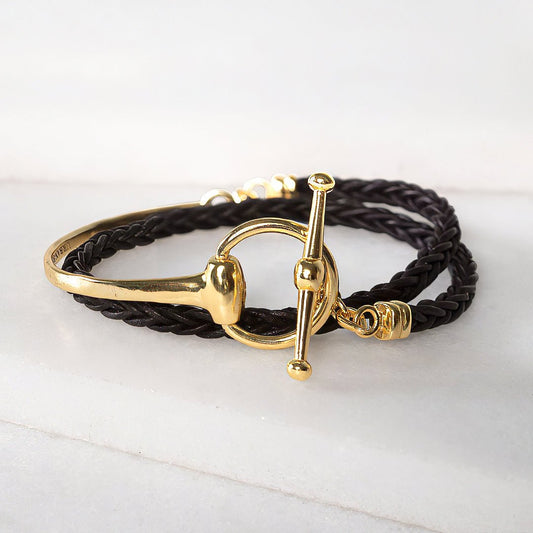 Urban Equestrian - Odeza - Wrap Around Horse Bit Bracelet in Gold & Black