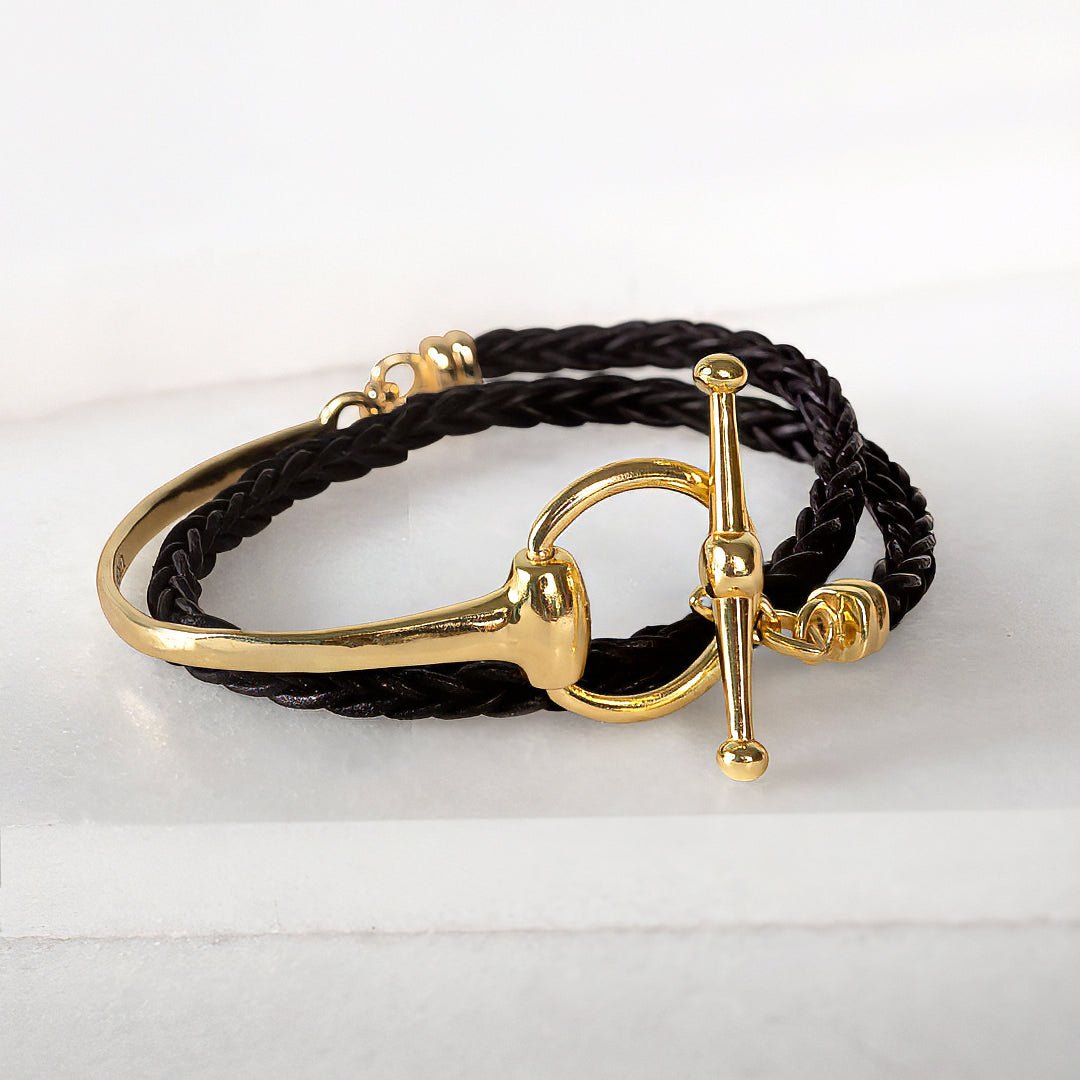 Urban Equestrian - Odeza - Wrap Around Horse Bit Bracelet in Gold & Black