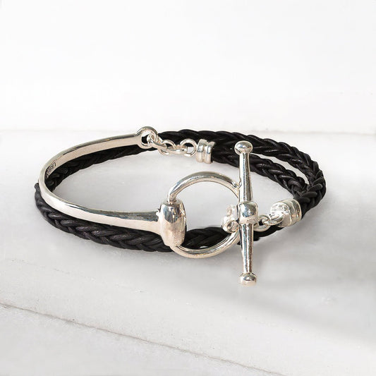 Urban Equestrian - Odeza - Wrap Around Horse Bit Bracelet in Silver & Black