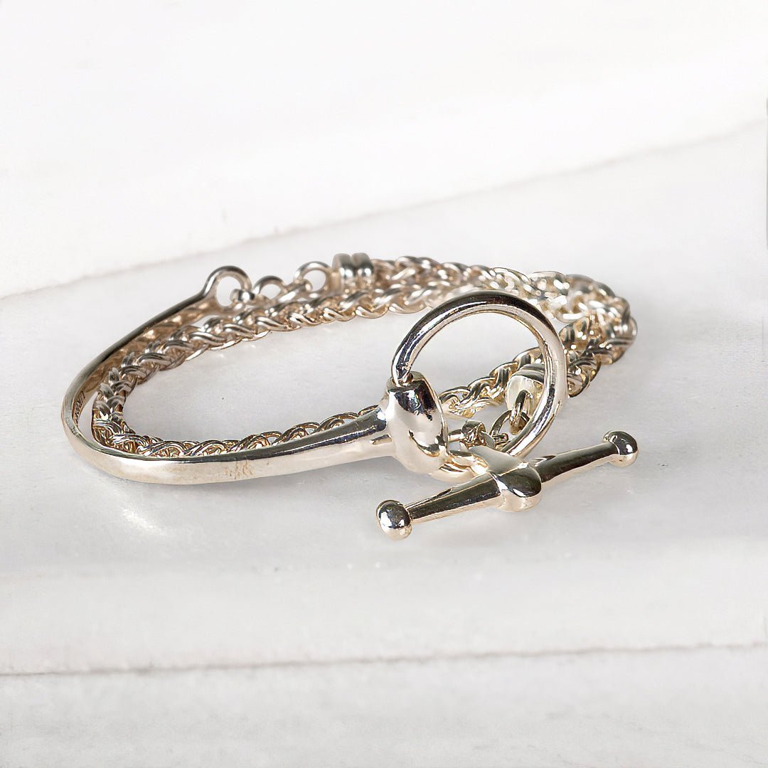 Urban Equestrian - Odeza - Wrap Around Horse Bit Bracelet in Silver & Black