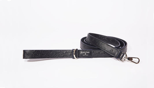 BESPOKE PAWS - Dog Leash-Large, Black Ostrich