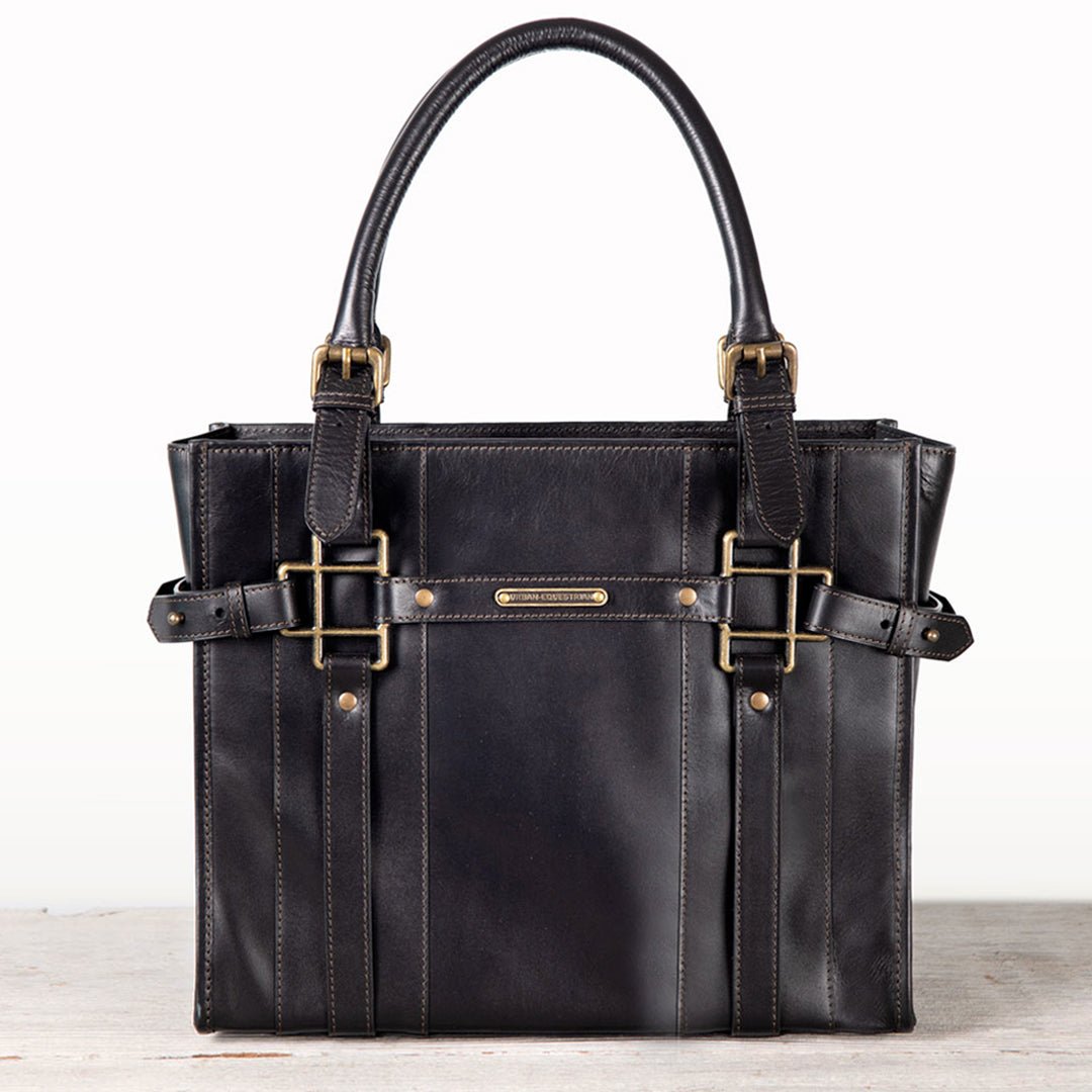 Urban Equestrian Paddock -  Halter Tote Luxury Leather Handbag in Black