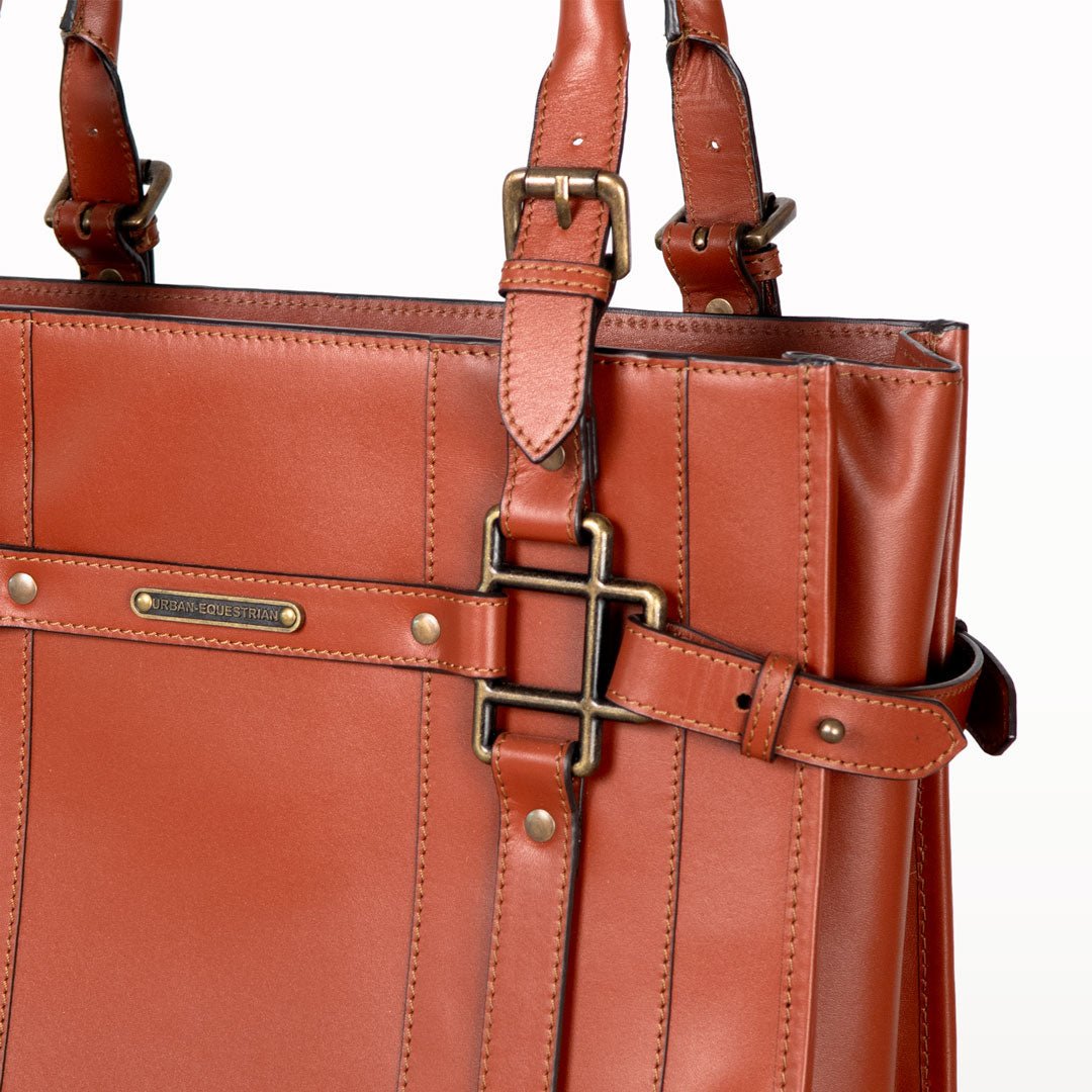 Urban Equestrian Paddock -  Halter Tote Luxury Leather Handbag in Cognac