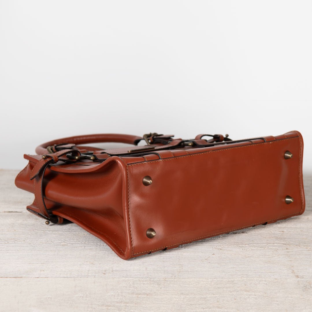 Urban Equestrian Paddock -  Halter Tote Luxury Leather Handbag in Cognac