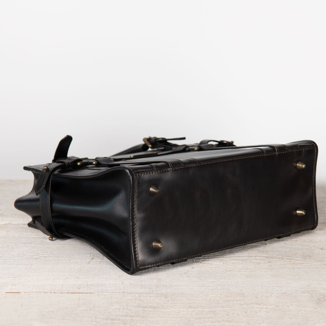 Urban Equestrian Paddock -  Halter Tote Luxury Leather Handbag in Black