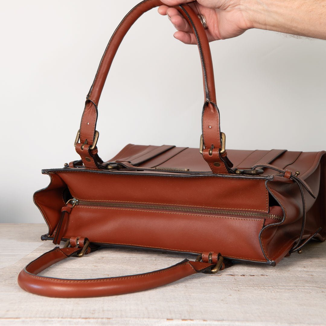 Urban Equestrian Paddock -  Halter Tote Luxury Leather Handbag in Cognac