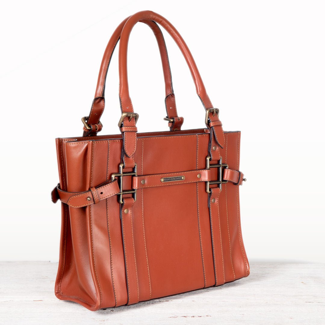 Urban Equestrian Paddock -  Halter Tote Luxury Leather Handbag in Cognac