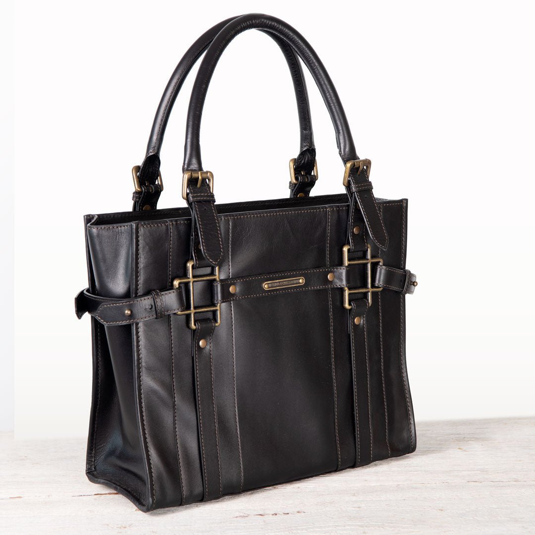 Urban Equestrian Paddock -  Halter Tote Luxury Leather Handbag in Black