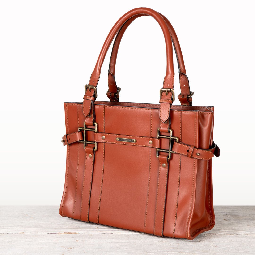 Urban Equestrian Paddock -  Halter Tote Luxury Leather Handbag in Cognac