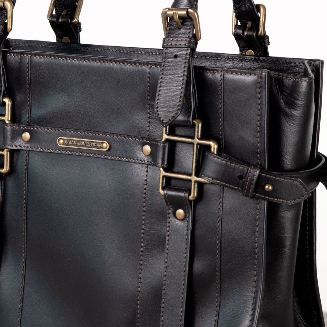 Urban Equestrian Paddock -  Halter Tote Luxury Leather Handbag in Black