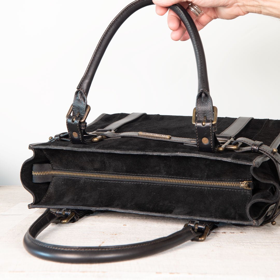 Urban Equestrian Paddock -  Halter Tote Luxury Leather Handbag in Black on Black
