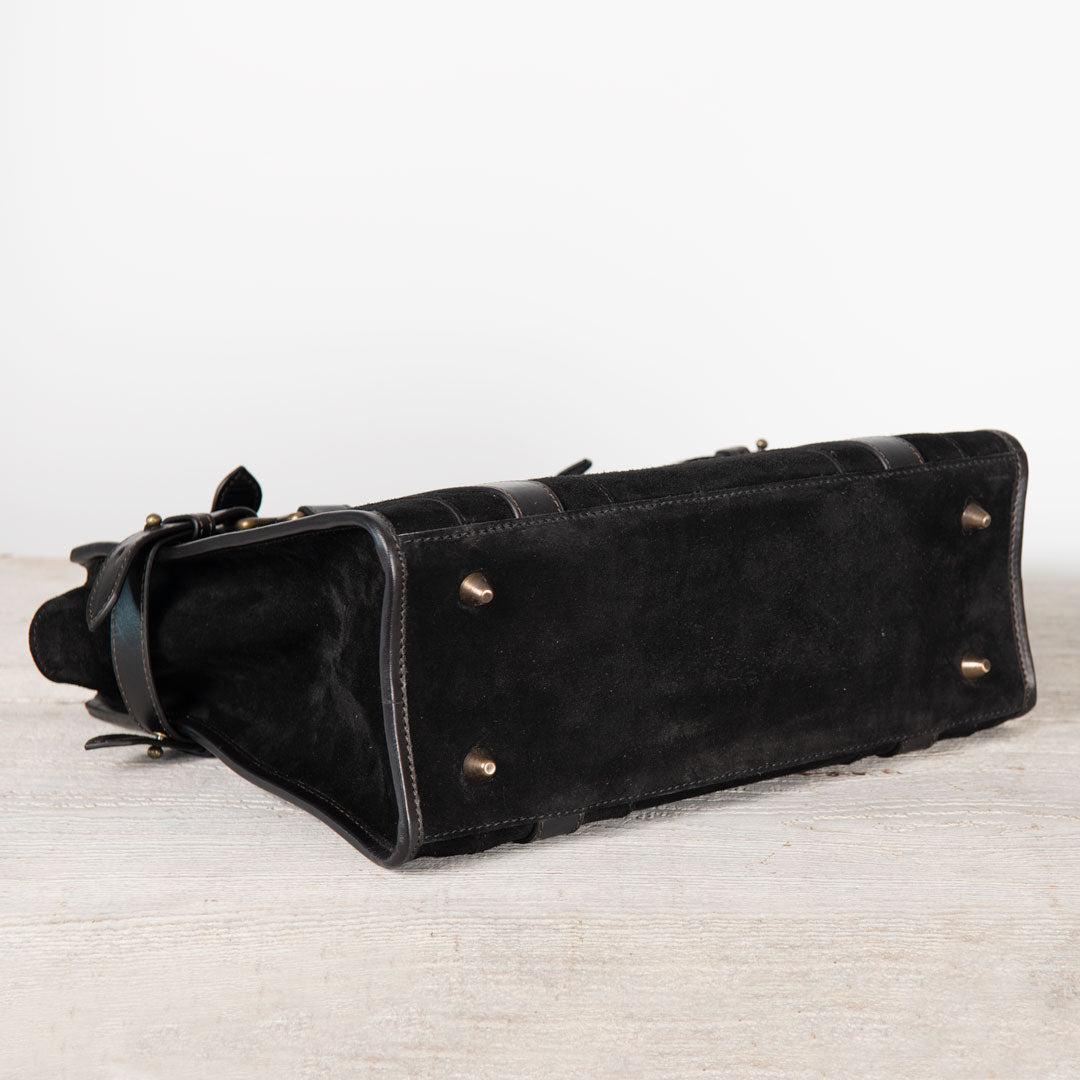 Urban Equestrian Paddock -  Halter Tote Luxury Leather Handbag in Black on Black