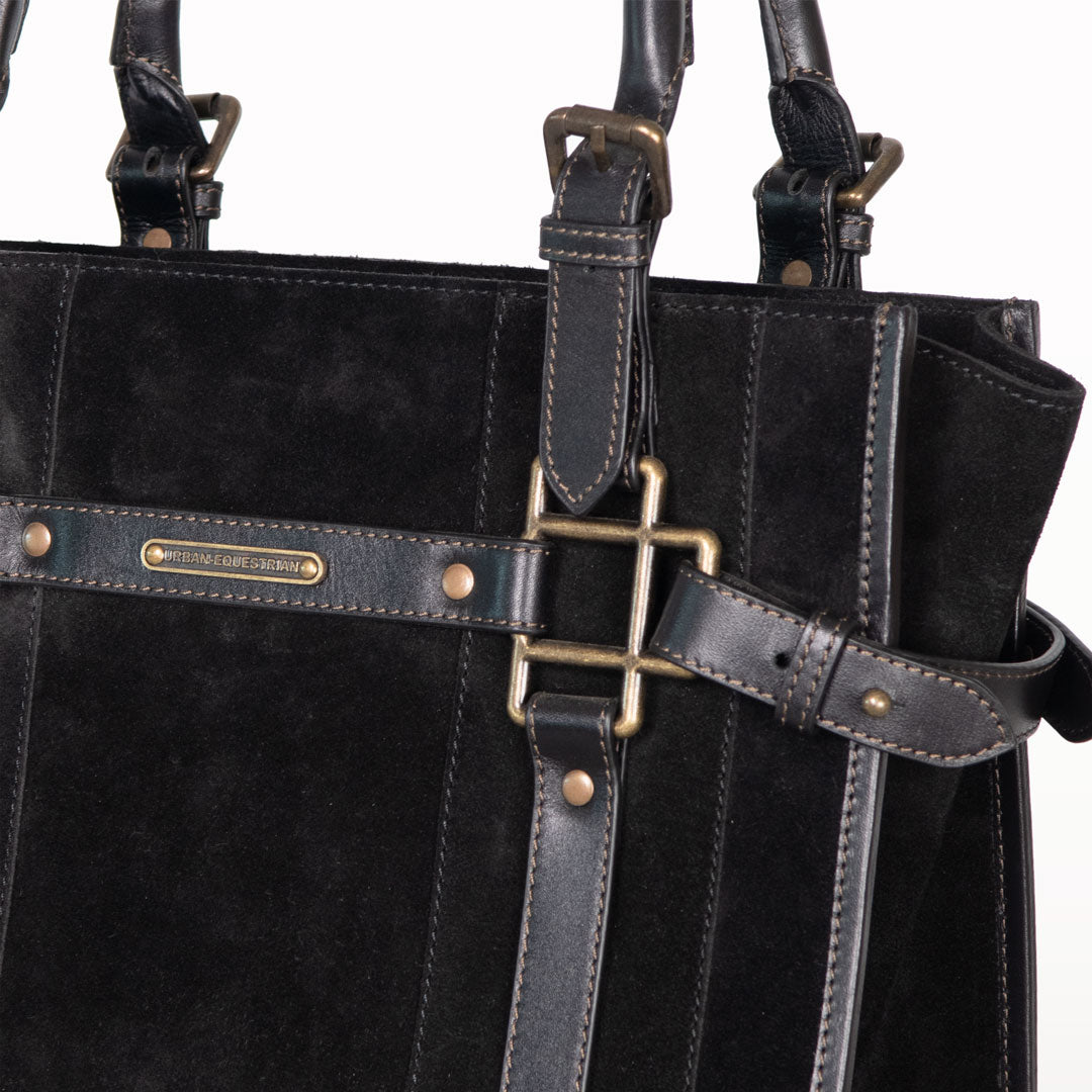 Urban Equestrian Paddock -  Halter Tote Luxury Leather Handbag in Black on Black